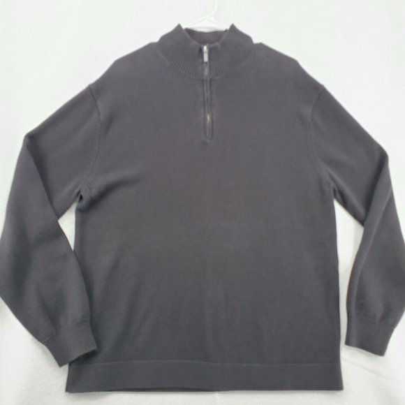 Perry Ellis Sweater Men's Long Sleeve 1/4 Zip Mock Neck Pullover Black XL - Picture 1 of 10